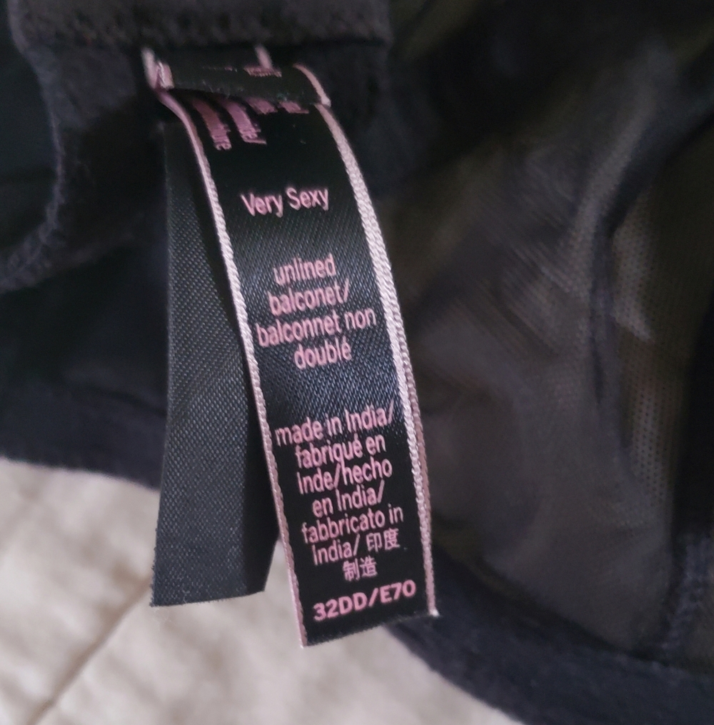 Victoria's Secret Sheer Bra And Panty Set Black 32dd Medium Lingerie - Picture 6 of 9